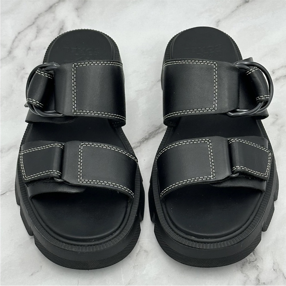 Sorel Sandals Womens Size 6 Black Leather Slides Adjustable Strap NL5223-010 - Picture 3 of 12